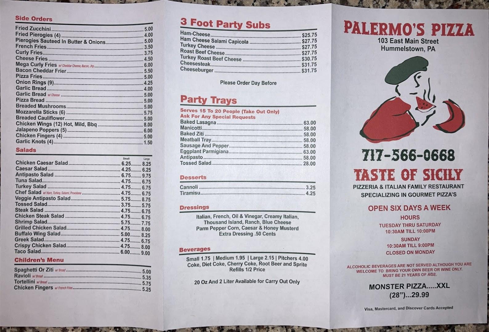 Palermo's Pizzeria Menu image 2